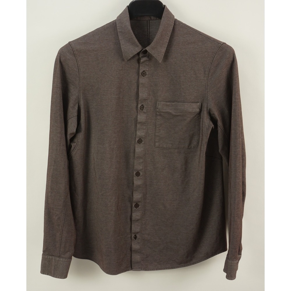 Lululemon Commission Men's Medium Long Sleeve Knit Zip Pocket Button Up Shirt